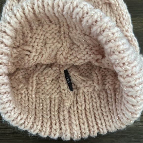Express Pale Pink Knit Winter Beanie with Pom Pom - Picture 6 of 10